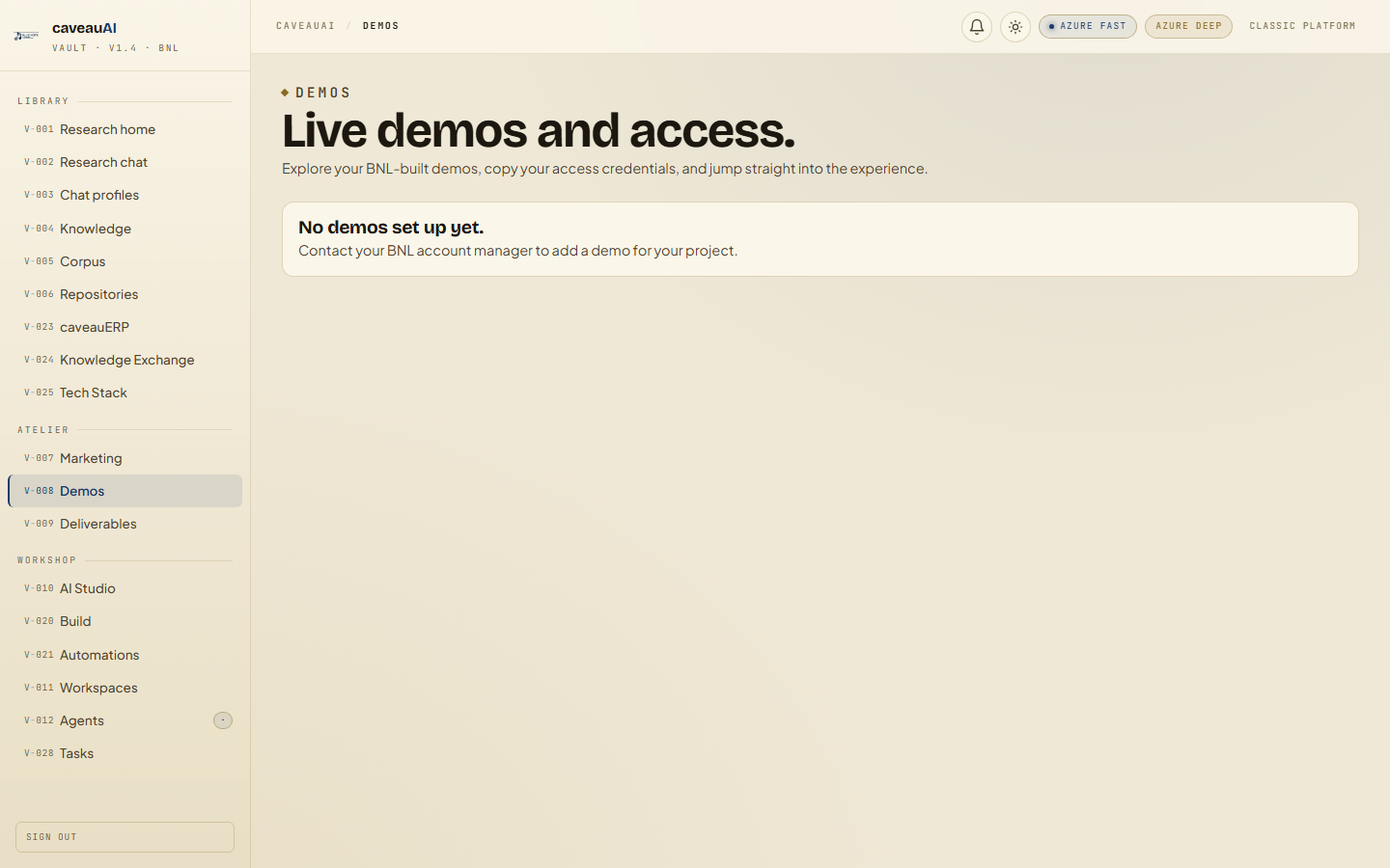 Demos app screenshot