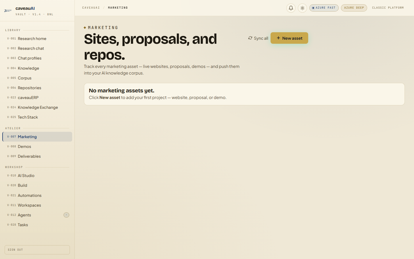 Marketing app screenshot